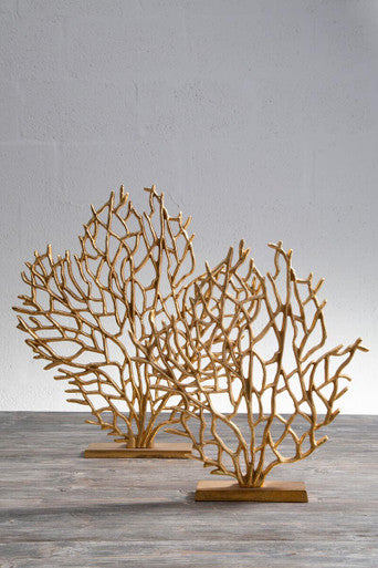 Prato Large Gold Finish Coral Sculpture