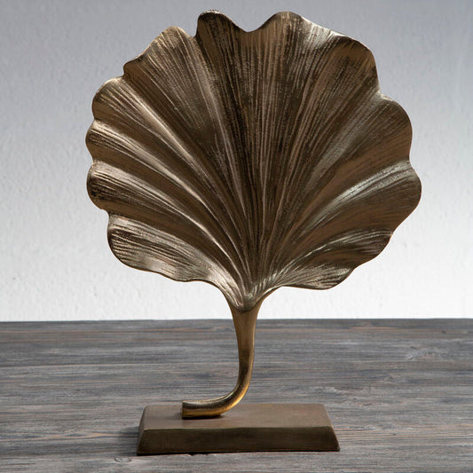 Prato Gold Finish Ginkgo Leaf Sculpture