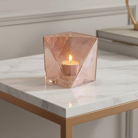 Rambia Small Pink Glass Candle Holder