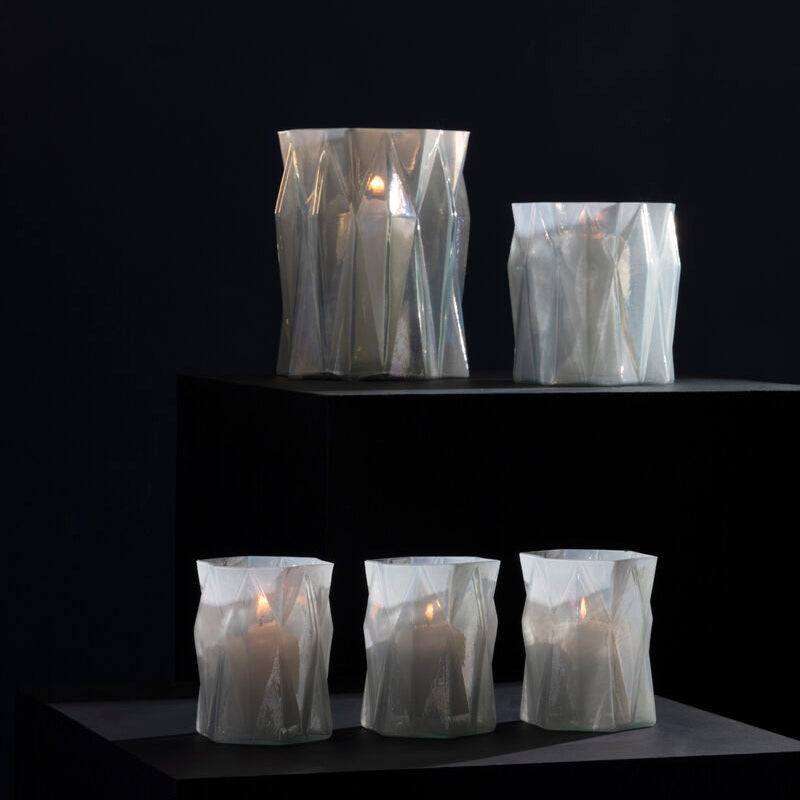 Large Iridescent Glass Candle Holder | Rambia
