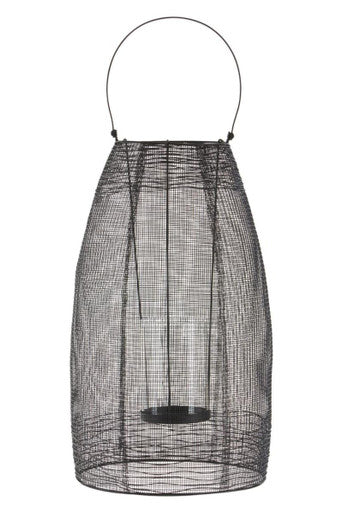 Trento Black Woven Wire Large Lantern with Glass Insert