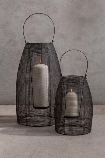 Trento Black Woven Wire Small Lantern with Glass Insert
