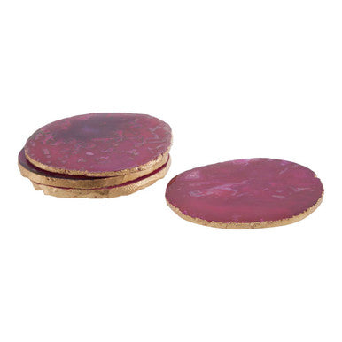 Bowerbird Agata Set of 4 Agate Pink and Gold Coasters