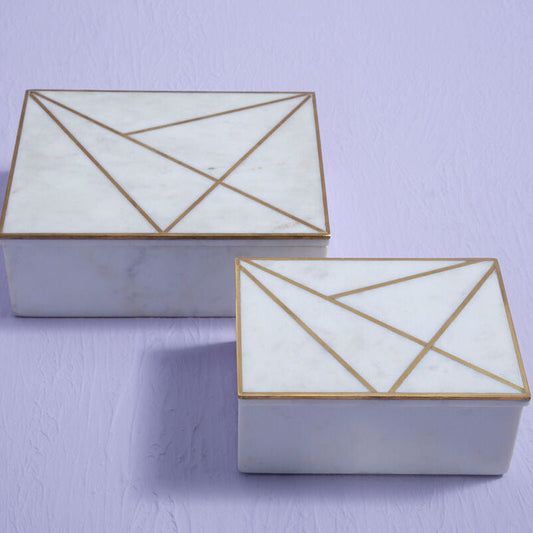 Sena Large White Marble Trinket Box
