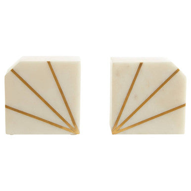 Sena White Marble and Gold Bookends