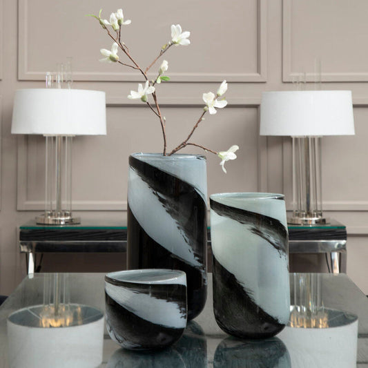 Carra Large Grey And Black Brushstroke Vase