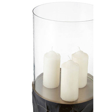 Black and Gold Small Floor Standing Hurricane Candle Holder | Akola