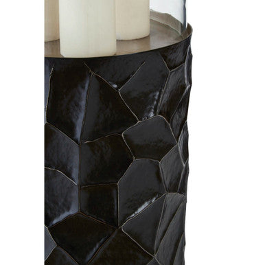 Black and Gold Small Floor Standing Hurricane Candle Holder | Akola