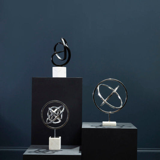 Mirano Silver Finish Spiral Sculpture with Marble Base