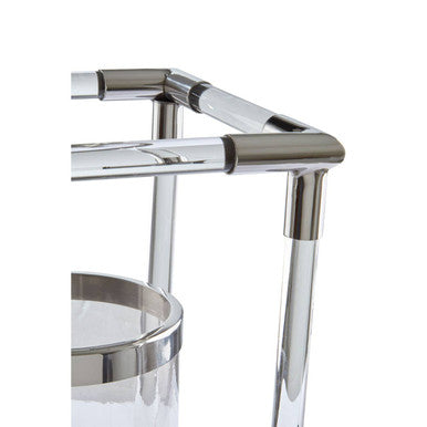Small Candle Holder in  Silver Finish and Acrylic | Lucita
