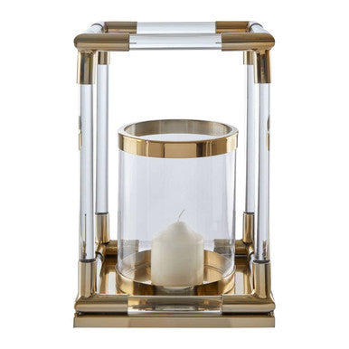 Lucita Small Candle Holder in Gold Finish and Acrylic