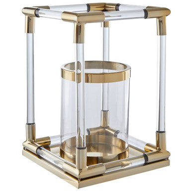 Lucita Small Candle Holder in Gold Finish and Acrylic