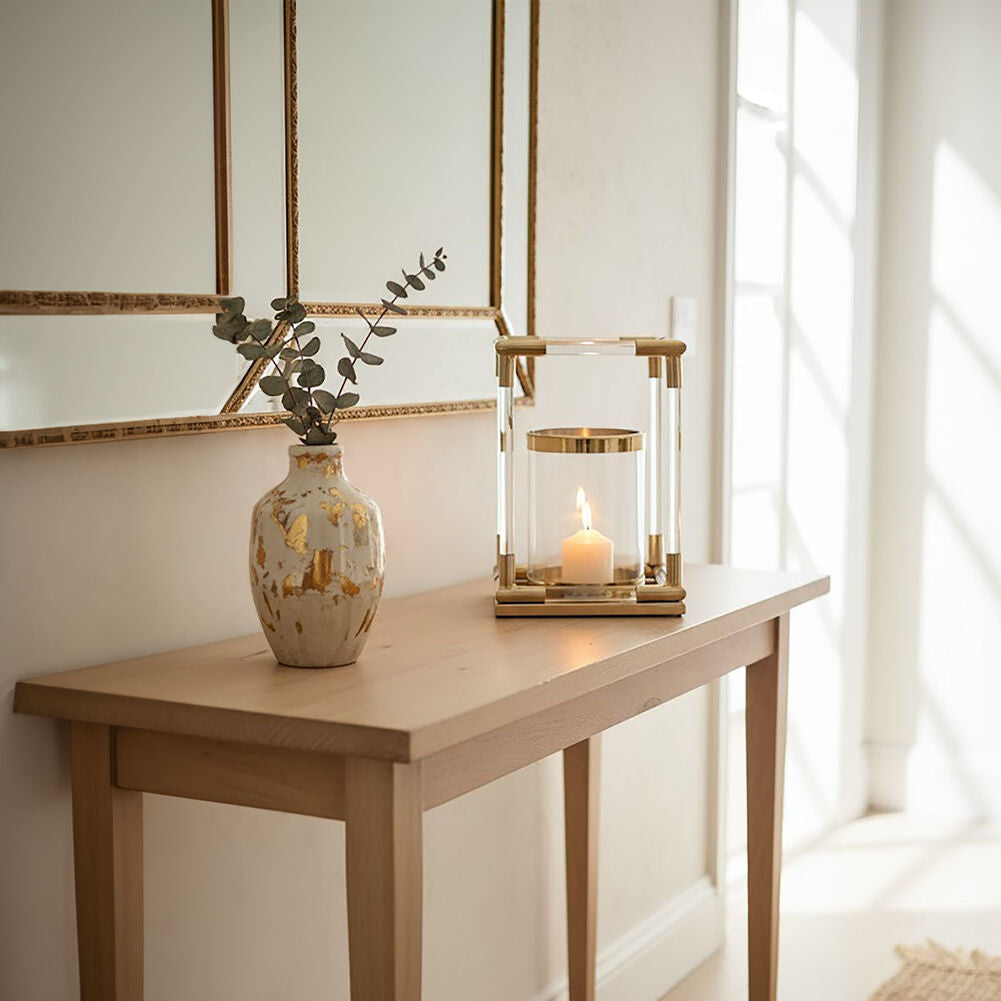 Lucita Small Candle Holder in Gold Finish and Acrylic