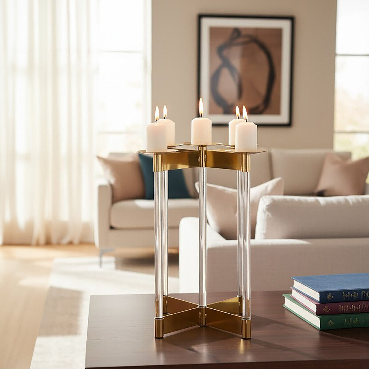 Lucita Gold Finish Candelabra.