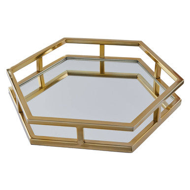 Gold Finish Hexagonal Tray | Herber