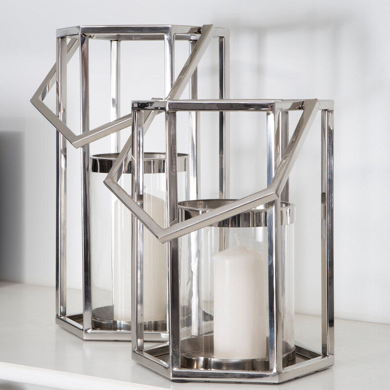 Large Silver Hexagonal Lantern | Herber