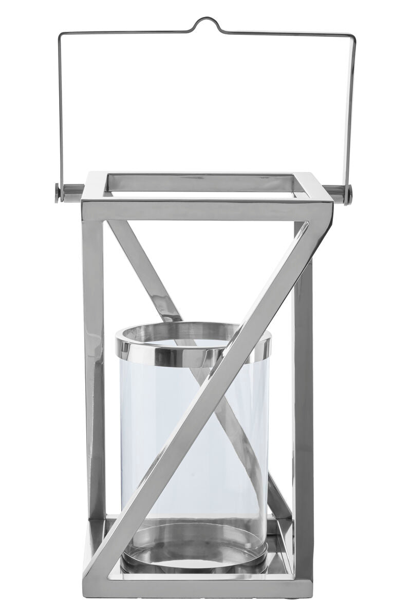 Cruzar Small Silver Criss Cross Lantern.