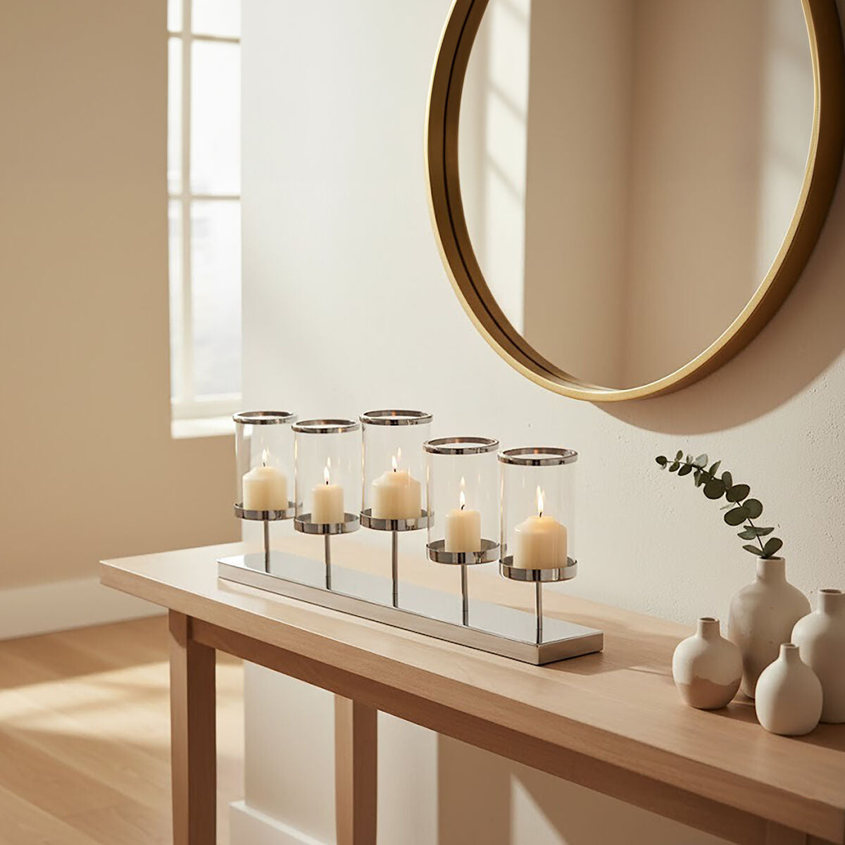 Kensington Townhouse 5 Light Silver Candle Holder.
