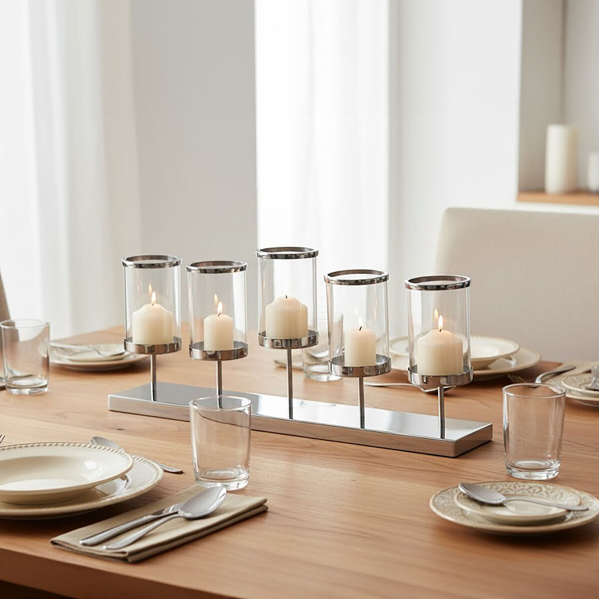 Kensington Townhouse 5 Light Silver Candle Holder.