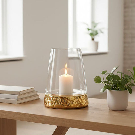 Martele Large Hurricane Gold Candle Holder