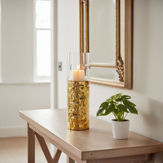 Martele Medium Pillar Gold Candle Holder