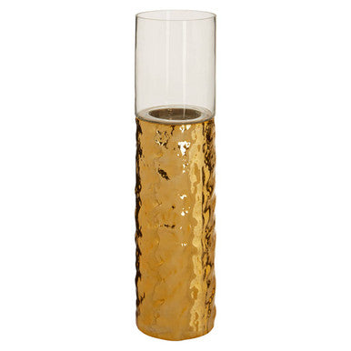 Martele Large Pillar Gold Candle Holder