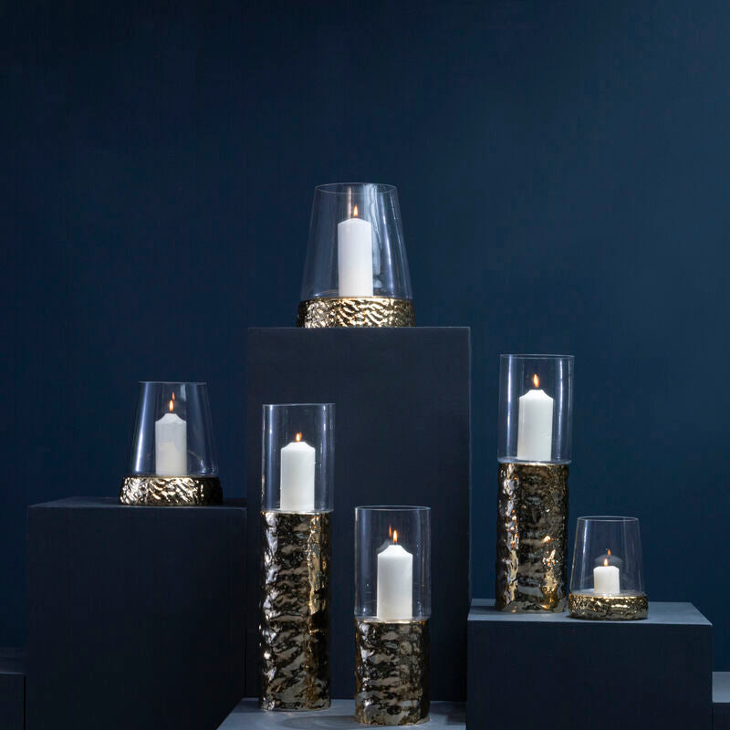 Martele Large Pillar Gold Candle Holder