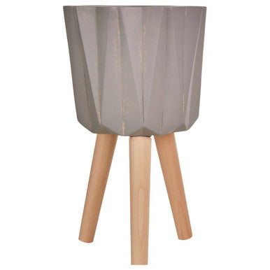 Darnell Small Grey Faceted Planter