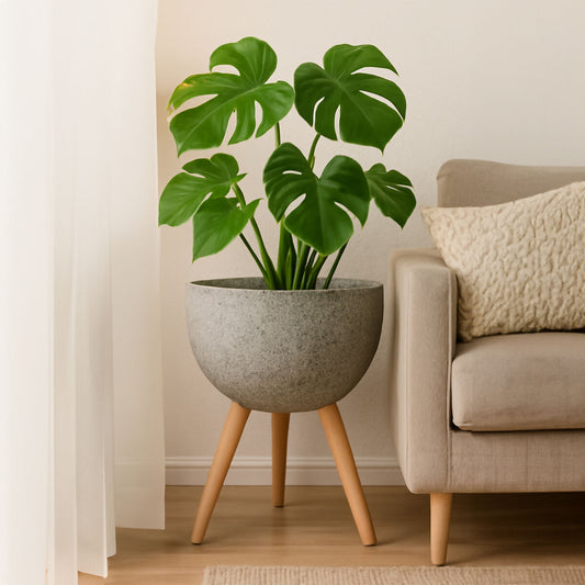 Darnell Large Grey Speckled Planter