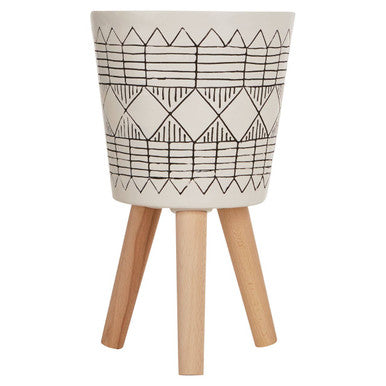 Darnell White And Black Small Planter