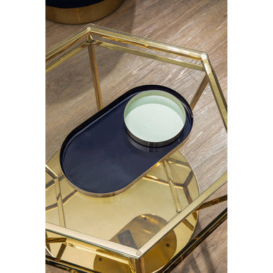 Elva Set Of Two Navy And Gold Trays