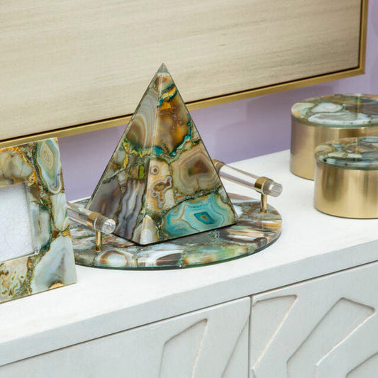 Bowerbird Green And Gold Agate Tray