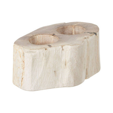 Relic Petrified Wood Double Candle Holder