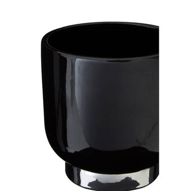 Callie Black Small Planter With Silver Finish Base