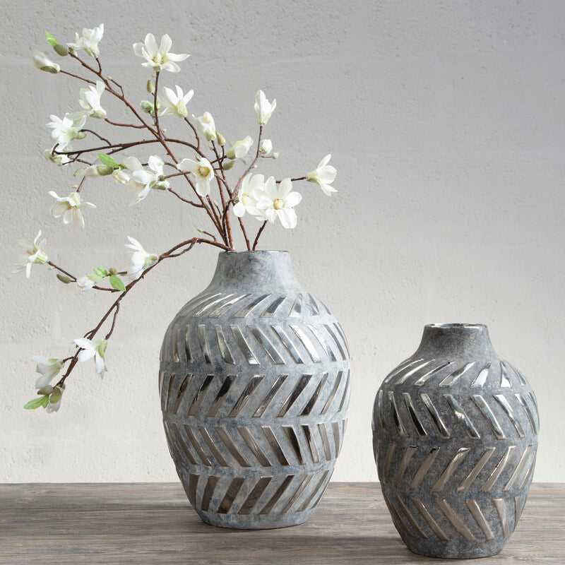 Helaine Grey and Silver Small Vase