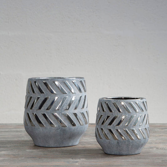 Helaine Grey and Silver Small Planter