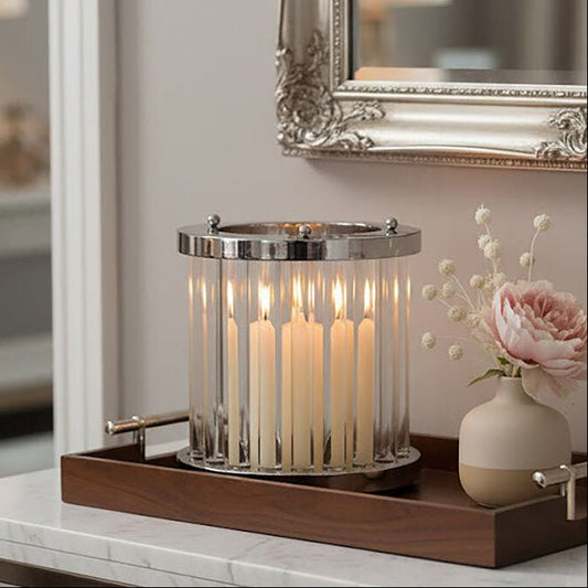 Franklin Small Silver and Glass Candle Holder