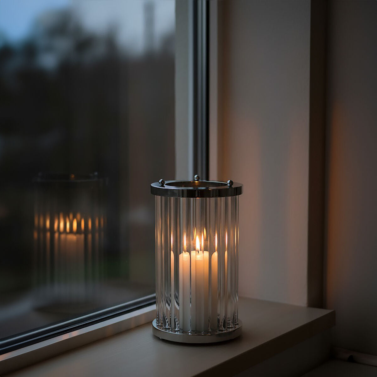 Large Silver and Glass Candle Holder | Franklin