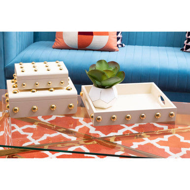 Large Cream and Gold Trinket Box | Frida