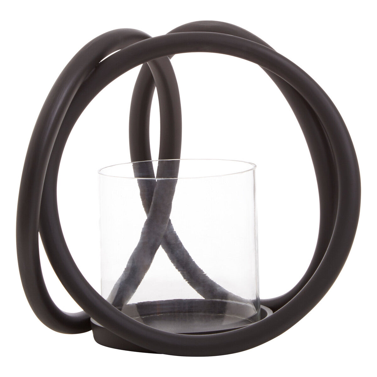 Aura Small Matte Black Finish Candle Holder