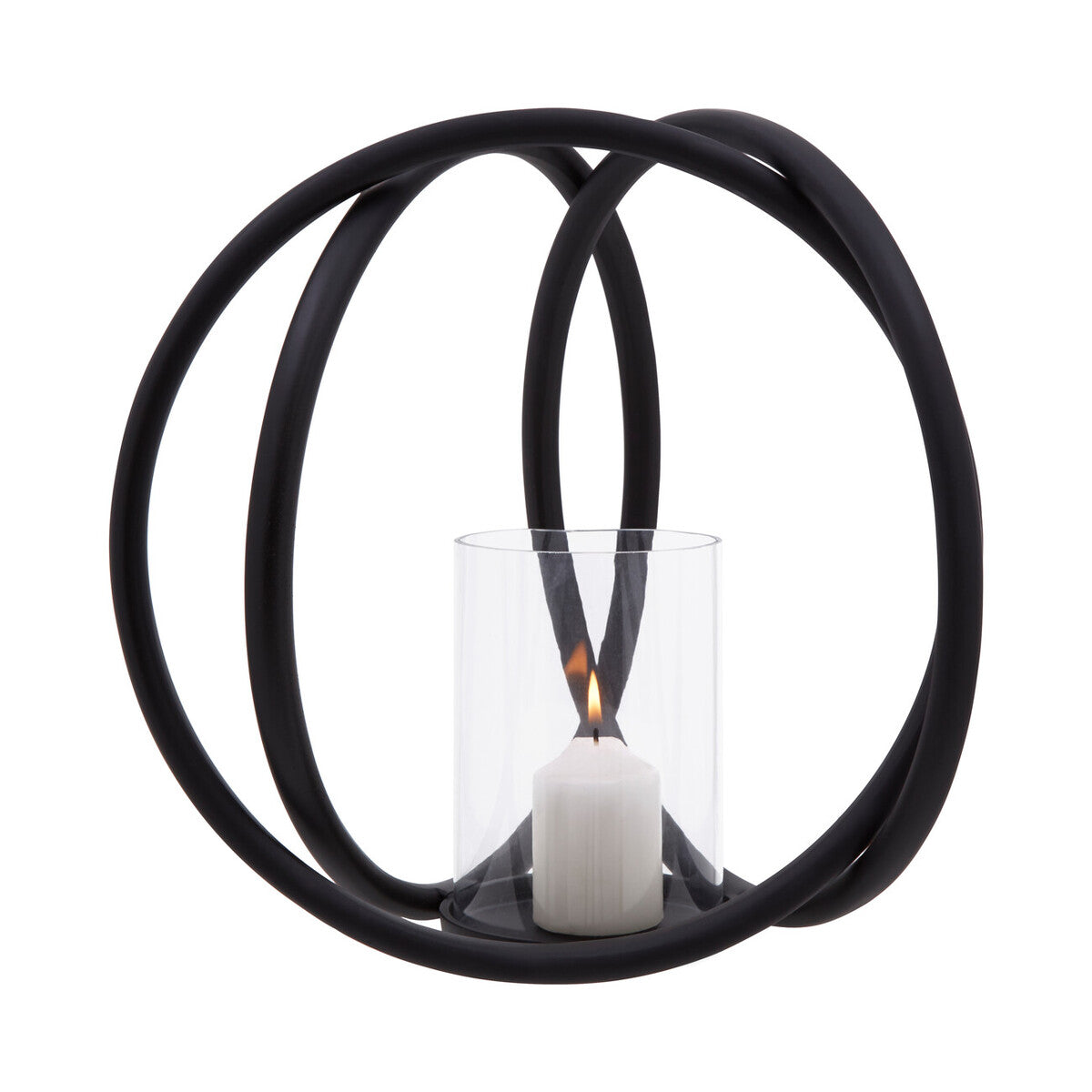 Medium Matte Black Finish Candle Holder | Aura