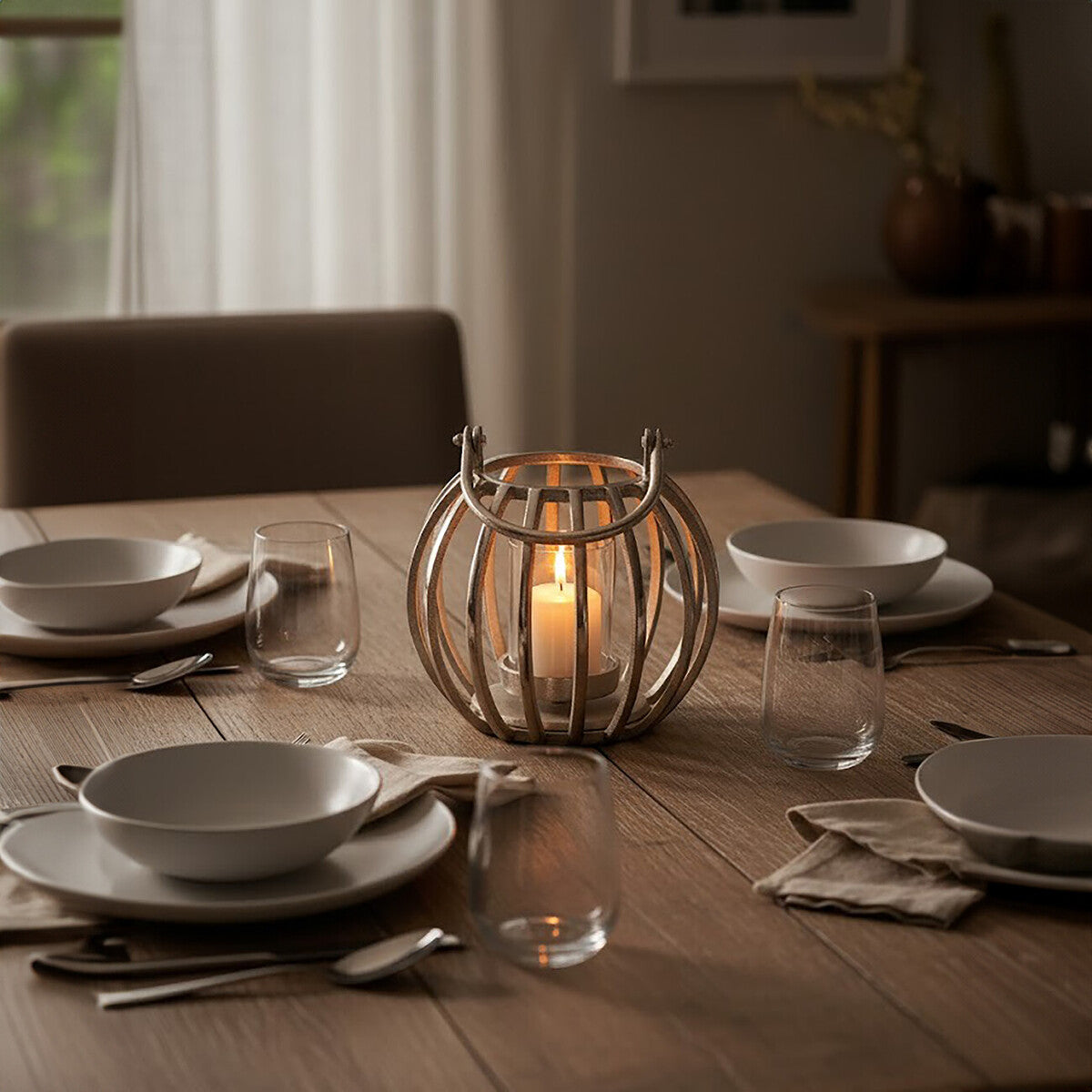 Aura Small Silver Finish Lantern