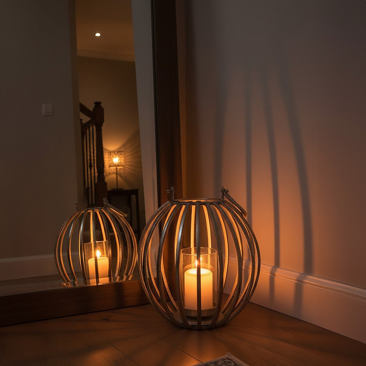 Large Silver Finish Lantern | Aura