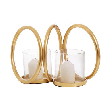 Aura Small Gold Finish Double Candle Holder