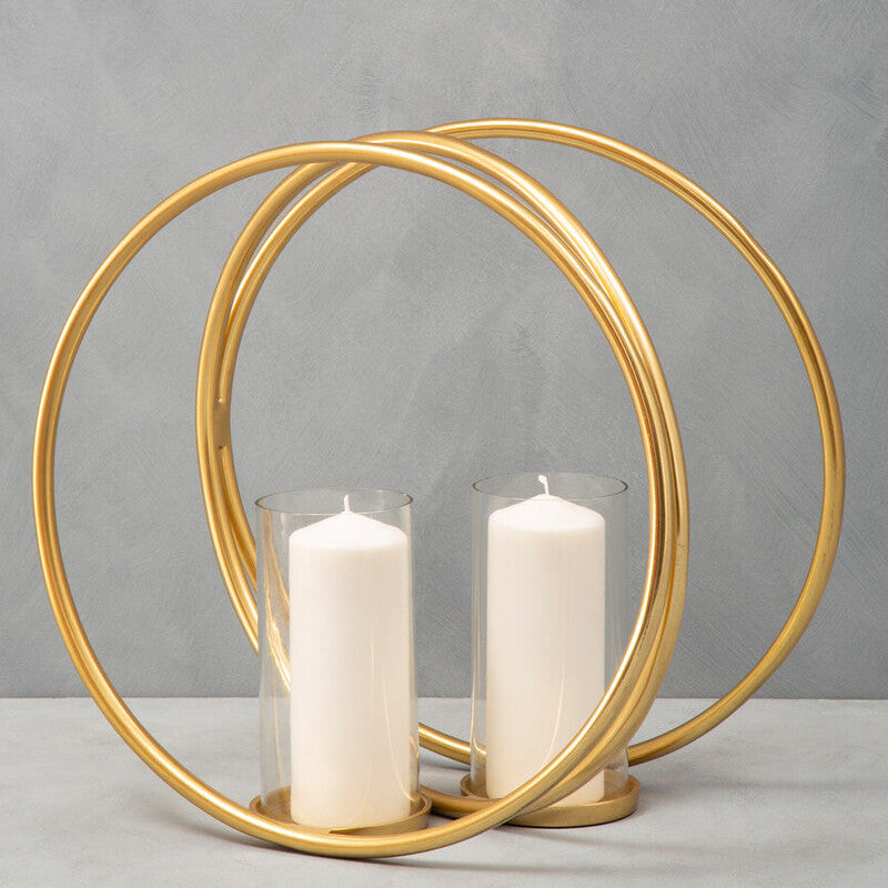 Large Gold Finish Double Candle Holder | Aura