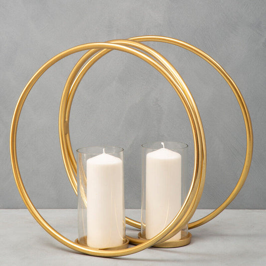 Large Gold Finish Double Candle Holder | Aura
