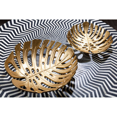 Prato Monstera Large Gold Finish Leaf Dish