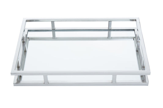 Cruzar Rectangular Silver Finish Tray