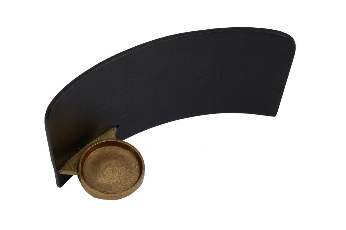 Black and Gold Finish Aluminium Candle Holder | Daito