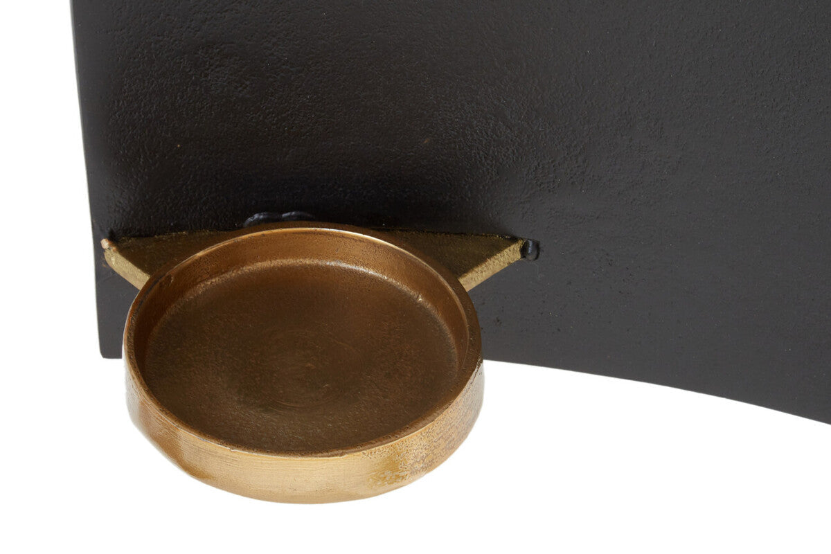 Daito Black and Gold Finish Aluminium Candle Holder